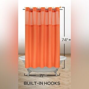Orange hookless shower curtain, no inside liner